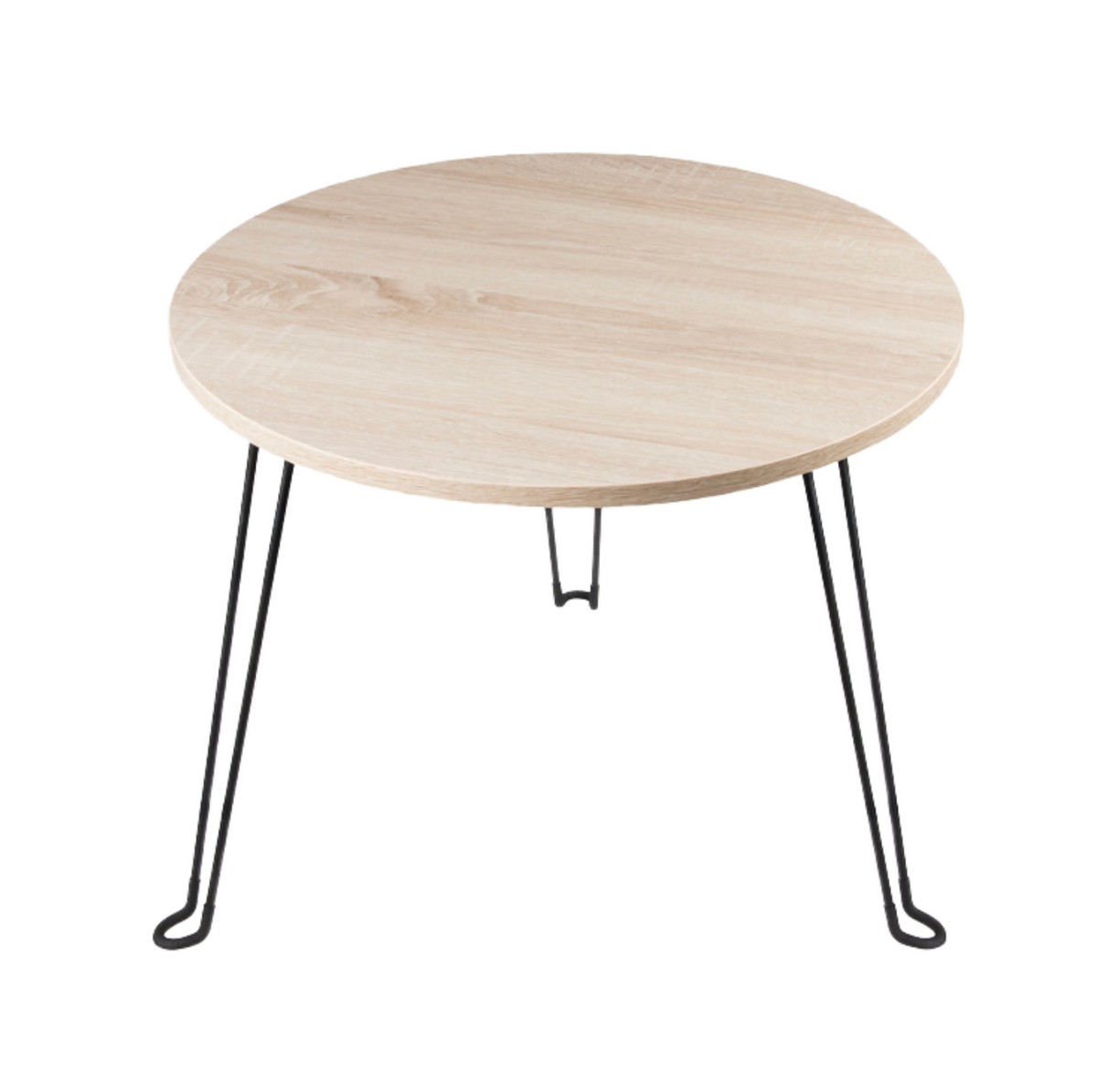 Portable Wire Frame Side Table with Solid Wood Top